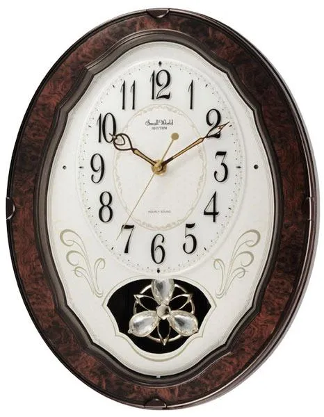 Rhythm Caprice Musical Wall Clock - Wooden Case - Classical & Christmas Tunes