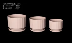 Round Peach Pink Ceramic Planters - Set of 3 | Functional Drainage Hole | Modern Decorative Indoor and Outdoor Pots
