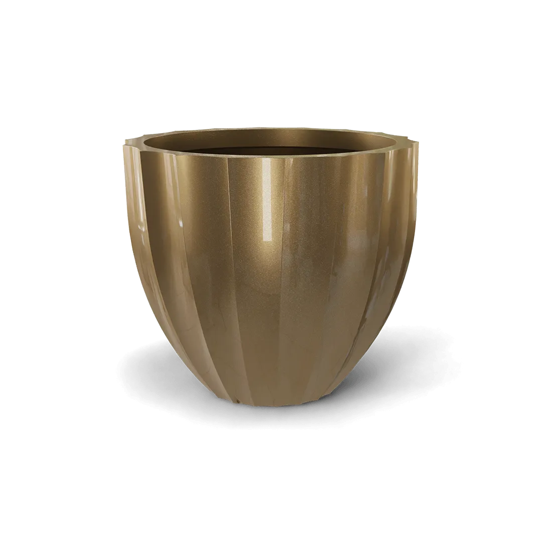 Santa Barbara Low Fluted Round Planter