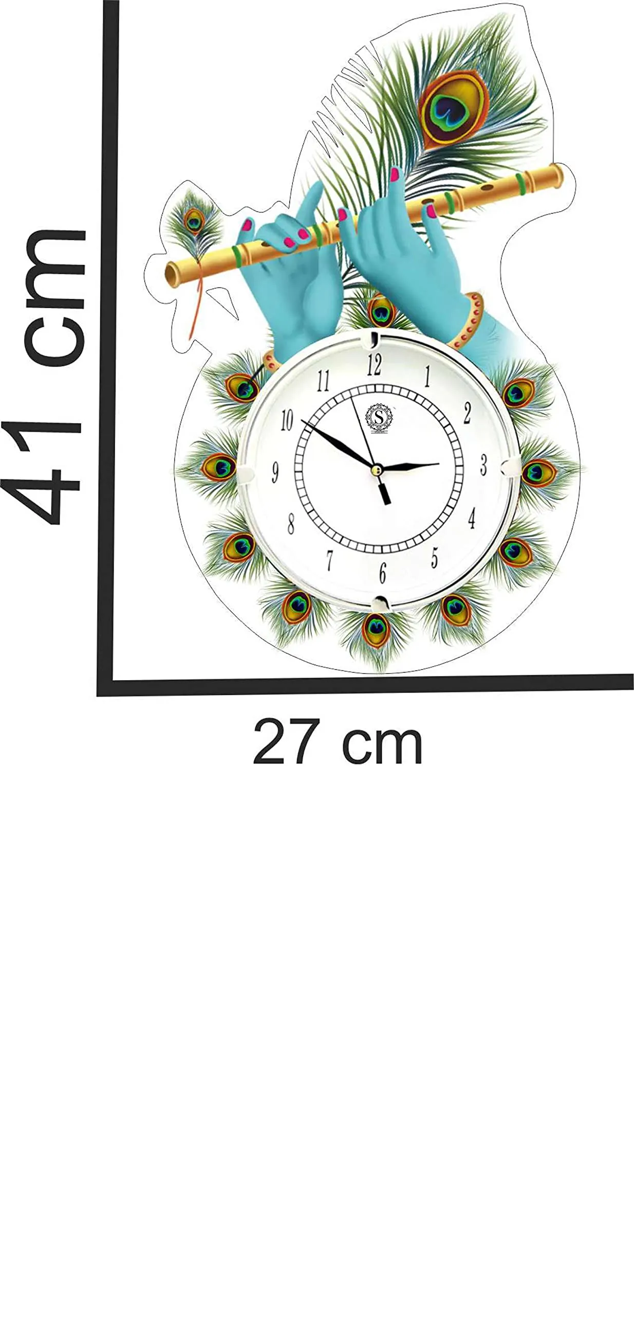 Shashank Wooden Handpainted Elegant Peacock Wall Clock for Office and Living Room - White