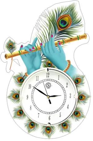 Shashank Wooden Handpainted Elegant Peacock Wall Clock for Office and Living Room - White