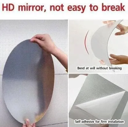 SHAYONAM Oval Shape Adhesive Mirror Sticker for Wall on Tiles Bathroom Bedroom Living Room Basin Mirror Bathroom Wall Mirror Stickers Unbreakable Plastic Wall Mirror 20 * 30 (1) /*-