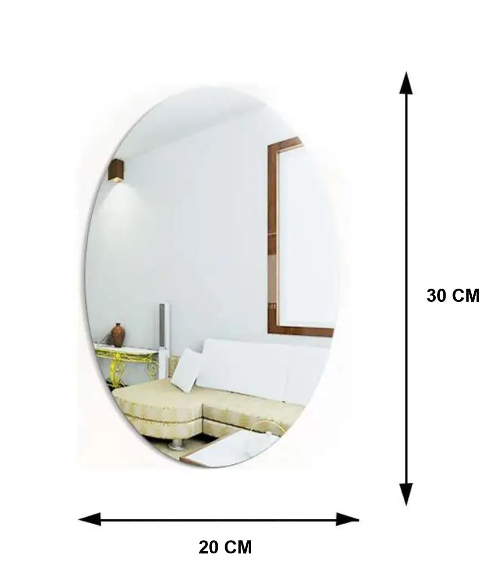 SHAYONAM Oval Shape Adhesive Mirror Sticker for Wall on Tiles Bathroom Bedroom Living Room Basin Mirror Bathroom Wall Mirror Stickers Unbreakable Plastic Wall Mirror 20 * 30 (1) /*-