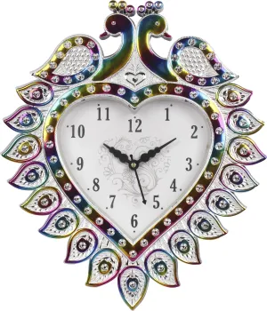 Sigaram Analog Wall Clock Peacock Design Decorative Clock in Attractive Color Clock for Home Battery Operated New Standard Showpiece Round Glass Analog c (Heart - Multicolor)