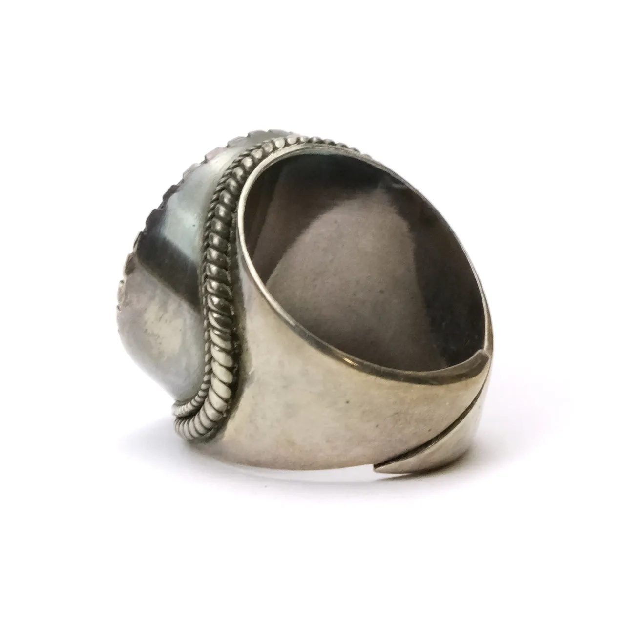 Skull Labradorite Sterling Silver Memento Mori Ring # 100