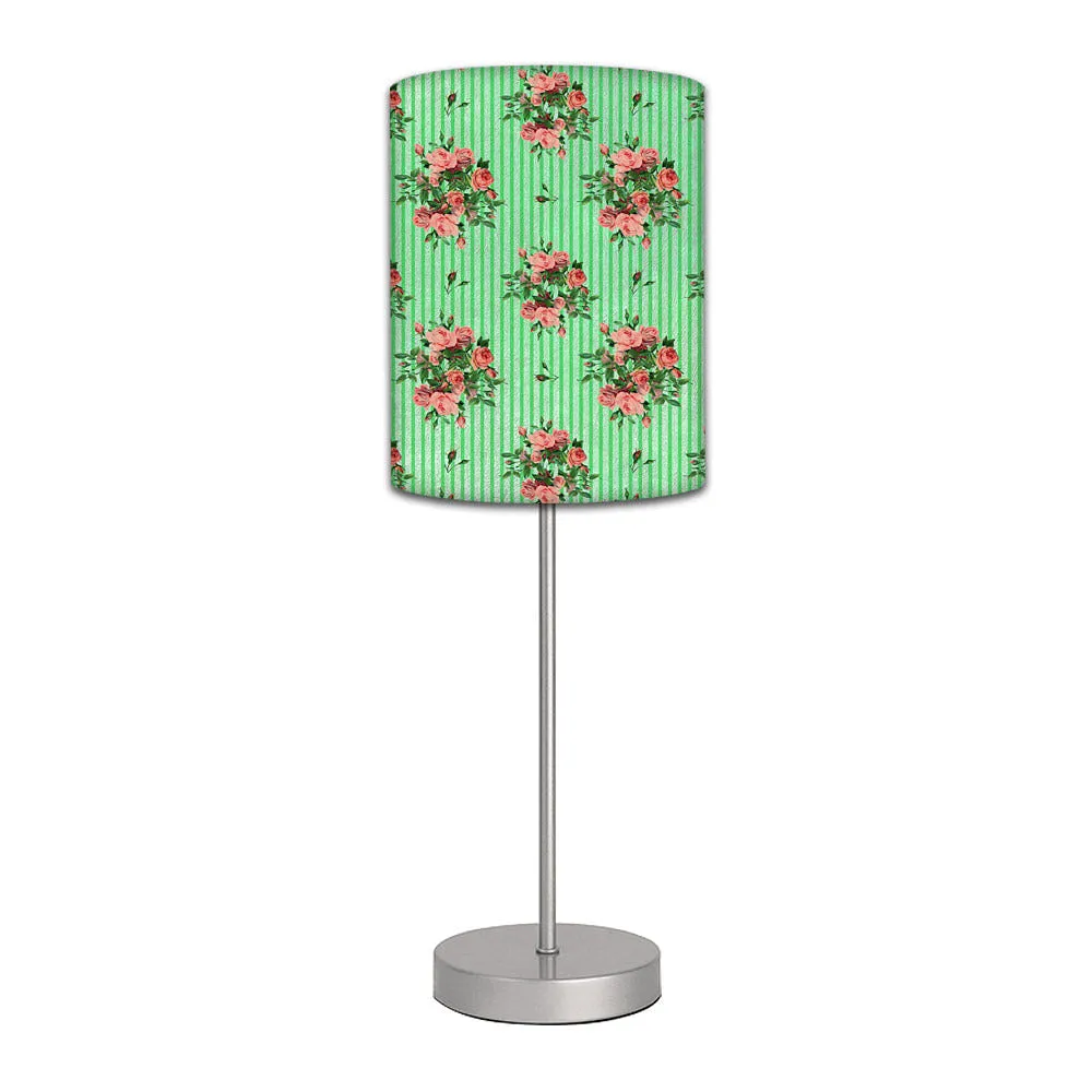 Stainless Steel Table Lamp For Living Room Bedroom -   Lines Roses Shabby Chic Vintage
