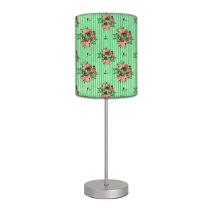 Stainless Steel Table Lamp For Living Room Bedroom -   Lines Roses Shabby Chic Vintage