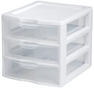 Sterilite 20738006 Small Drawer Unit, 3-Drawer, Plastic, 7-1/4 in OAW, 8-1/2 in OAH, 6-7/8 in OAD :EA: QUANTITY: 6
