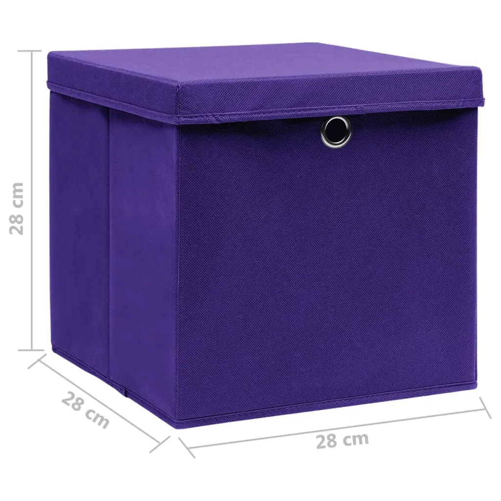 Storage Boxes with Covers 10 pcs 28x28x28 cm Purple