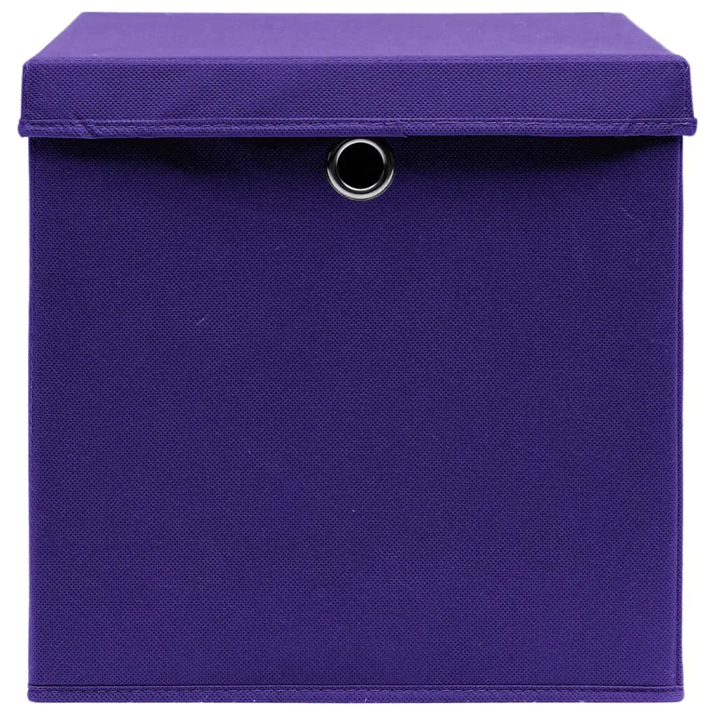 Storage Boxes with Covers 10 pcs 28x28x28 cm Purple