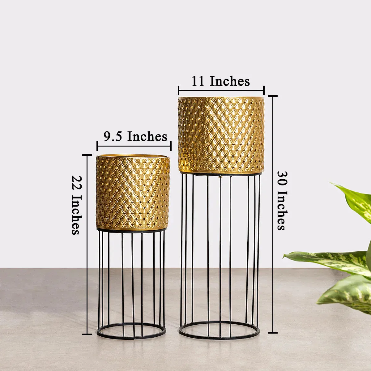 Verdant Oasis Metal Planters - Pair