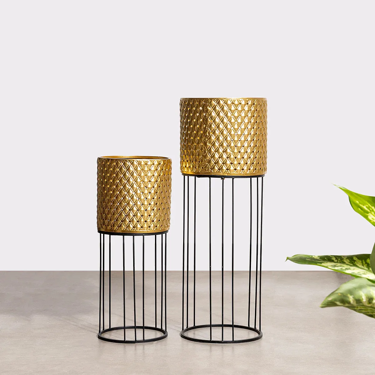 Verdant Oasis Metal Planters - Pair