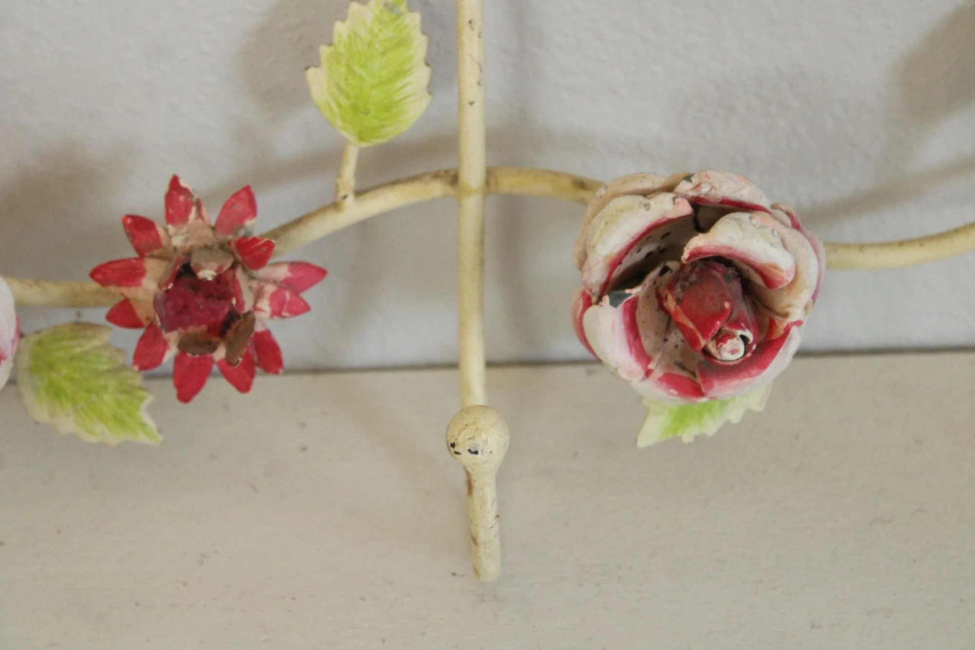 Vintage 1990s Anthropologie Metal Toleware Flower Hooks
