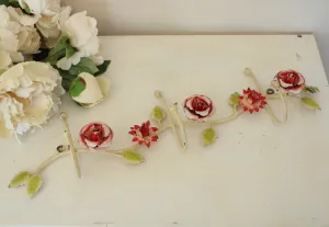 Vintage 1990s  Anthropologie Metal Toleware Flower Wall Hooks