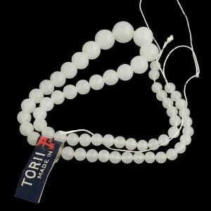 Vintage Japanese Opal Glass Round Beads. 11 inch strand. b11-bw-0709