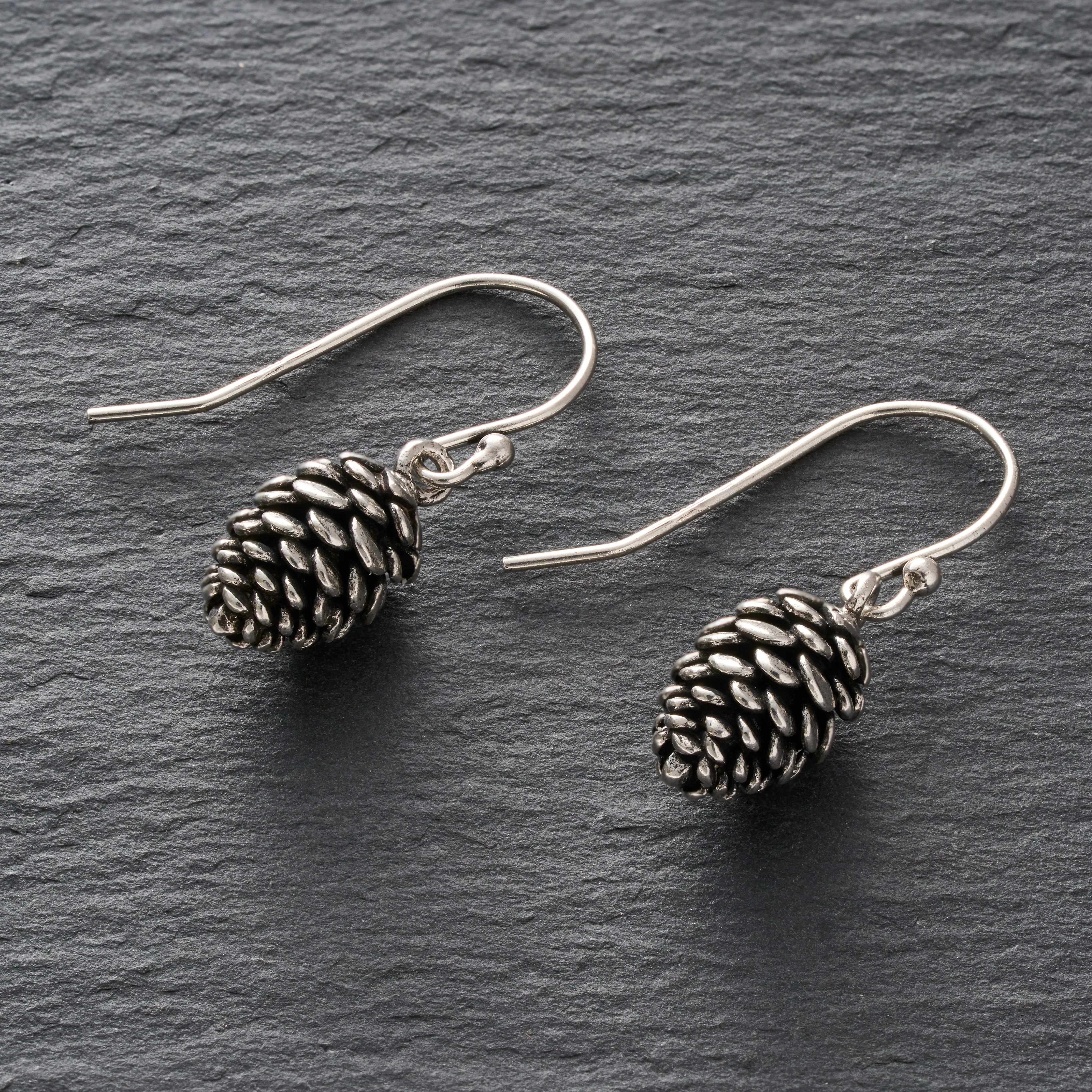 Vintage Pine Cone Earrings with French Hooks