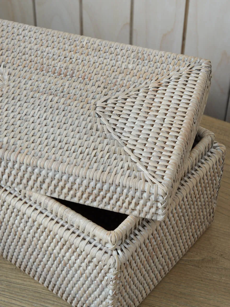 White Rattan Storage Boxes