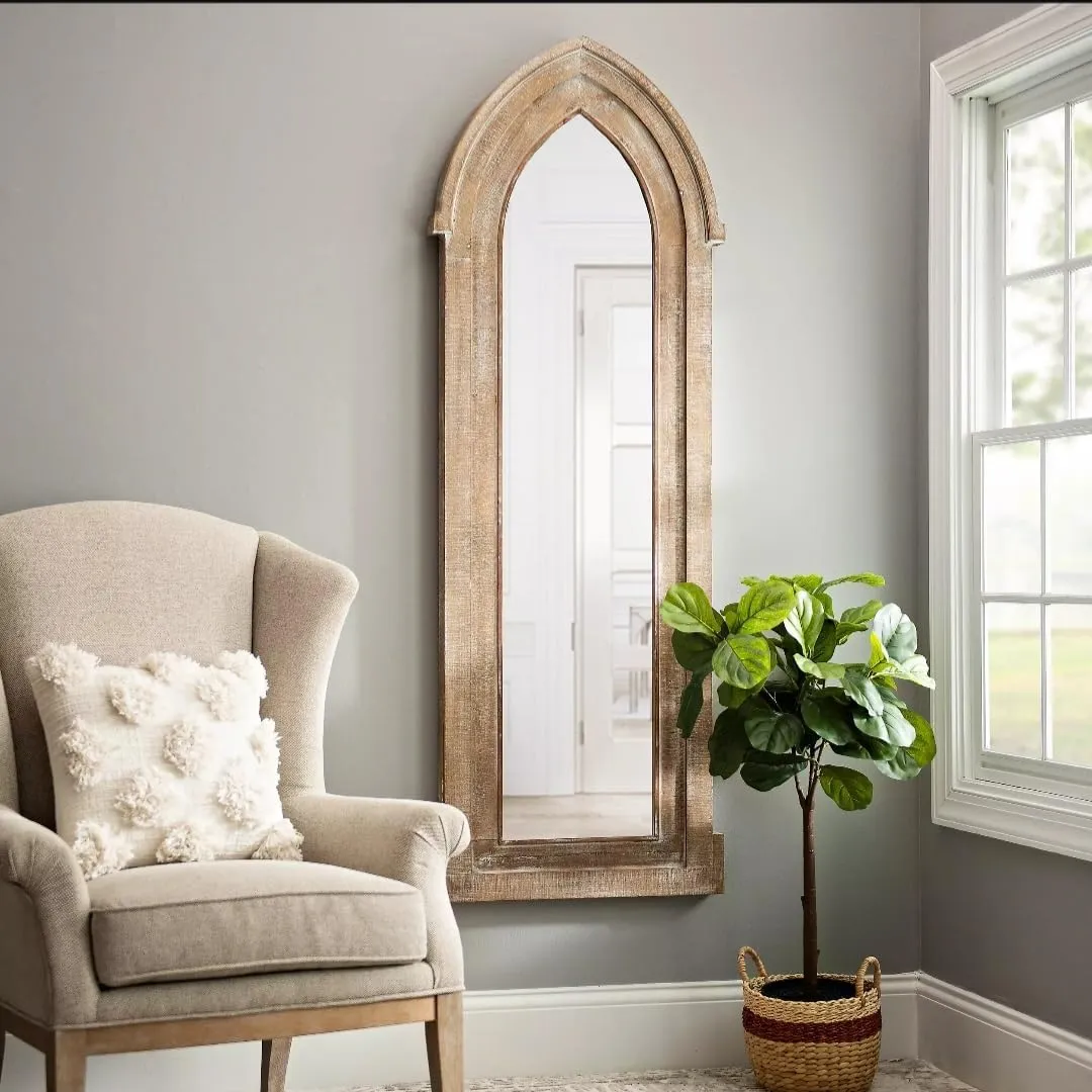 WILDWOOD Wood Wall Mirror | Wall Decorative | Wall Hanging | Living Room | Bedroom | Office Decor | Full Lenght Mirror | Only Frame with Out Mirror (48"x18")(Brown)