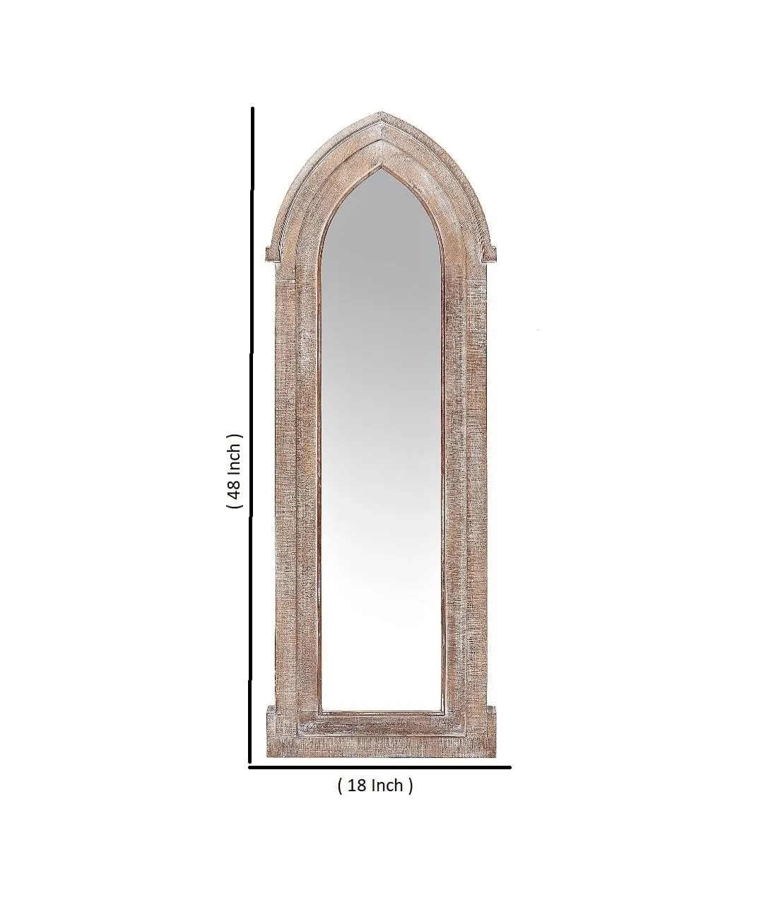 WILDWOOD Wood Wall Mirror | Wall Decorative | Wall Hanging | Living Room | Bedroom | Office Decor | Full Lenght Mirror | Only Frame with Out Mirror (48"x18")(Brown)