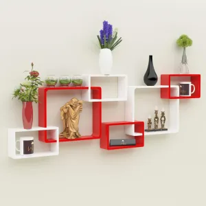 Wooden Twist Intersecting Wall Shelves (Set of 6)