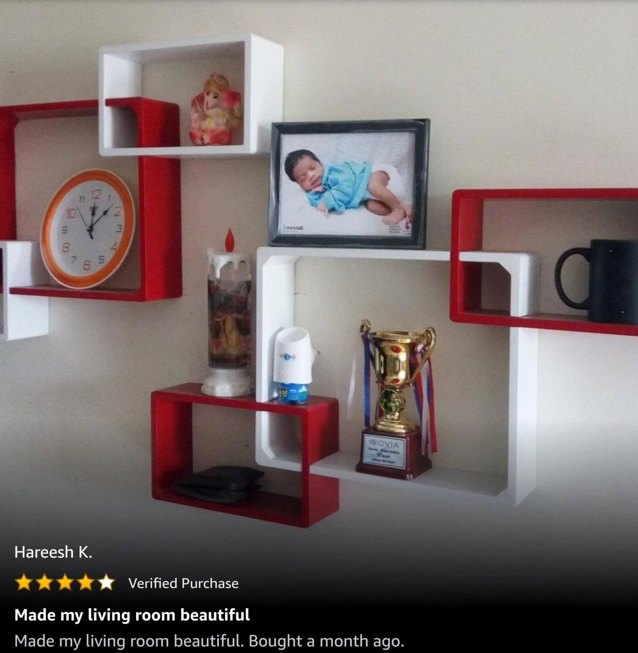 Wooden Twist Intersecting Wall Shelves (Set of 6)